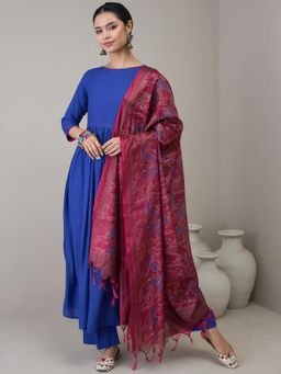 InWeave - Ink Blue D31 Long Anarkali Kurta with Pant & Dupatta