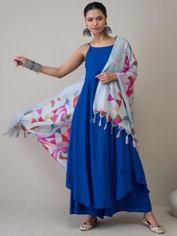 InWeave - Ink Blue Strappy D32 Kurta with Palazzo & Dupatta