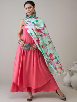 InWeave - Peach Strappy D4 Kurta with Palazzo & Dupatta