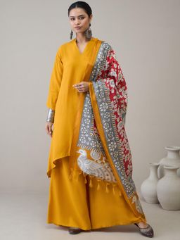 InWeave - Mustard Mandarin D7 Kurta with Palazzo & Dupatta