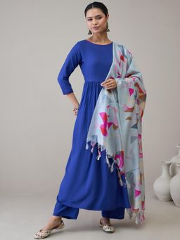 InWeave - Ink Blue D32 Long Anarkali Kurta with Pant & Dupatta