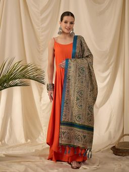 InWeave - Orange Strappy D11 Kurta with Palazzo & Dupatta