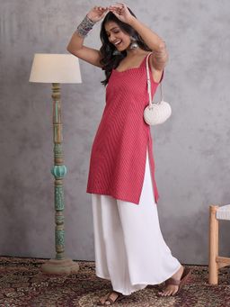InWeave - Pink Kantha Sweetheart Kurta with Palazzo