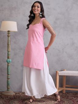InWeave - Pink Kantha Sweetheart Kurta with Palazzo