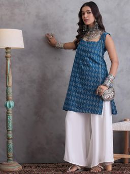 InWeave - Blue Kantha Sweetheart Kurta with Palazzo