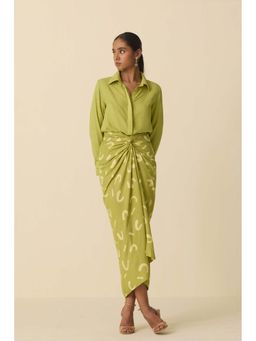 Dorabi - Hand Dyed Green Drape Skirt