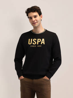U.S. POLO ASSN. - Printed Black Full Sleeves Crew Neck Sweatshirt