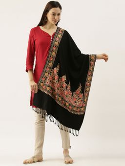 Pashmoda - Women Black Aari Embroidery Stole