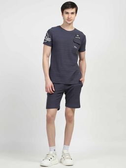 Global Republic - Blue Cotton Round Neck Mid Waist Co-Ord Set