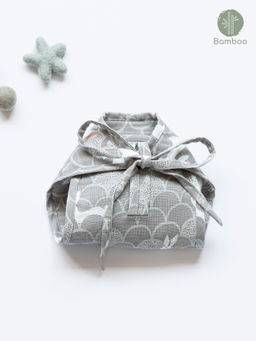 Cocoon Care - Grey Grove Print Bamboo Muslin Nappy for Babies