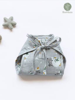 Cocoon Care - Hedgehog Blossom Print Bamboo Muslin Nappy for Babies
