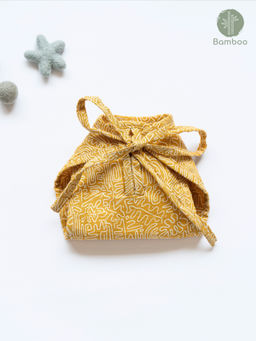 Cocoon Care - Yellow Geometric Print Bamboo Muslin Nappy for Babies