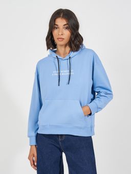 Styli - Oversized Fit Regular Length Slogan Print Hoodie