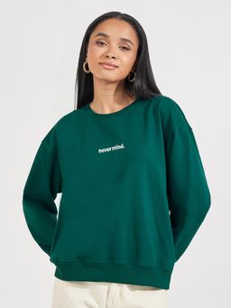 Styli - Regular Fit Longline Embroidered Slogan Sweatshirt