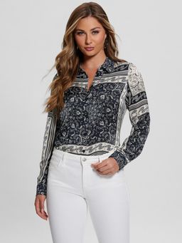 Guess - Polyester Printed Spread Collar Shirt