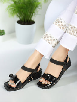 Iconics - Black Square Toe Women Sandals