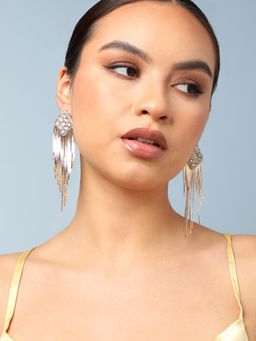 Sohi - Gold Plated Party Designer Stone Drop Earrings for Women