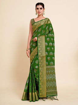 Mimosa - Women'S Kanjivaram Art Silk Saree With Unstiched Blouse