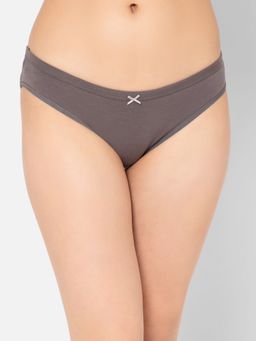 Clovia - Low Waist Bikini Panty In Grey - Cotton