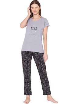 Bodycare - Womens Combed Cotton T-Shirt & Pyjama BSLS11038 Grey (Set of 2)
