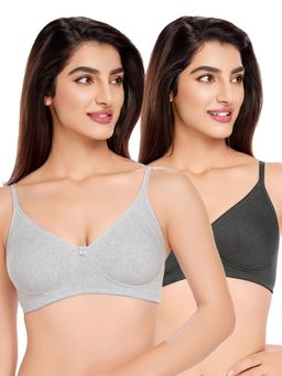 Juliet - Womens Cotton Non-Padded Wire Free T-Shirt Bras (Pack of 2)