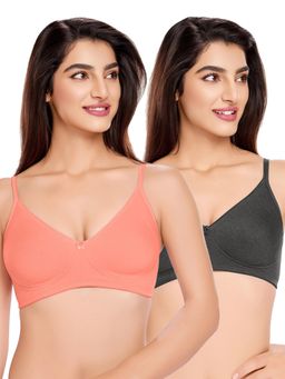 Juliet - Womens Cotton Non-Padded Wire Free T-Shirt Bras (Pack of 2)