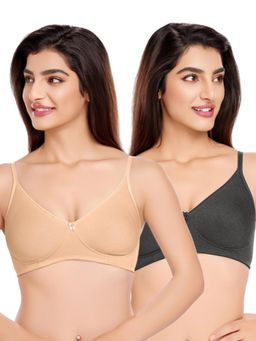 Juliet - Womens Cotton Non-Padded Wire Free T-Shirt Bras (Pack of 2)