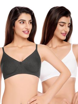 Juliet - Womens Cotton Non-Padded Wire Free T-Shirt Bras (Pack of 2)