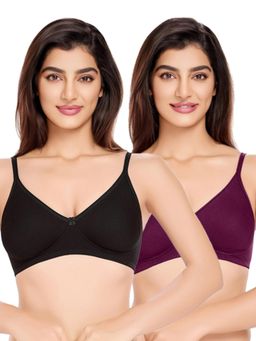 Juliet - Womens Cotton Non-Padded Wire Free T-Shirt Bras (Pack of 2)