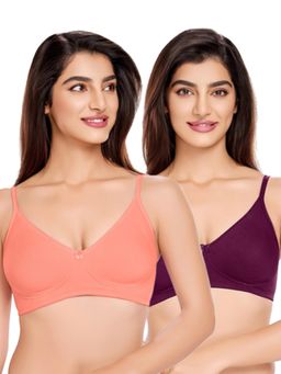 Juliet - Womens Cotton Non-Padded Wire Free T-Shirt Bras (Pack of 2)