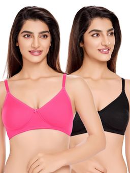 Juliet - Womens Cotton Basic Plain Soft Padded T-Shirt Bras (Pack of 2)
