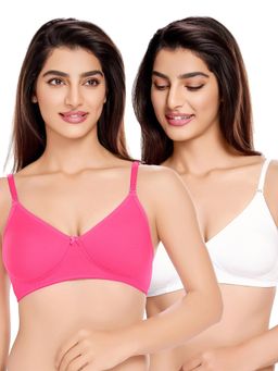 Juliet - Womens Cotton Basic Plain Soft Padded T-Shirt Bras (Pack of 2)