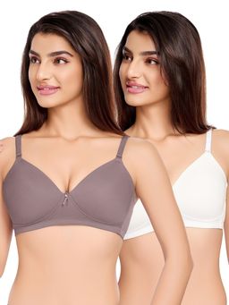 Juliet - Womens Cotton Padded Wire Free T-Shirt Bras (Pack of 2)