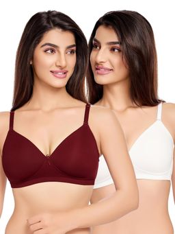 Juliet - Womens Cotton Padded Wire Free T-Shirt Bras (Pack of 2)