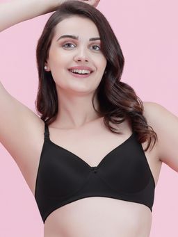 Groversons Paris Beauty - Womens Black Full Coverage Wire-Free Moulded Cups Cotton Blend Bra