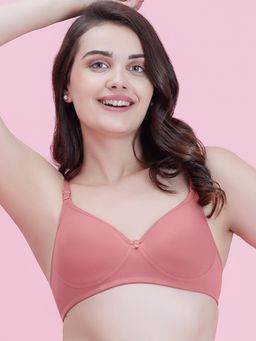 Groversons Paris Beauty - Womens Mauve Full Coverage Wire-Free Moulded Cups Cotton Blend Bra