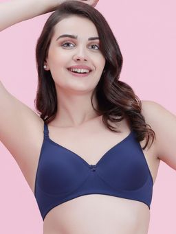 Groversons Paris Beauty - Womens Royal Blue Full Coverage Wire-Free Moulded Cups Bra