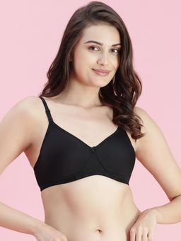 Groversons Paris Beauty - Womens Black Full Coverage Wire-Free Moulded Cups Solid Bra