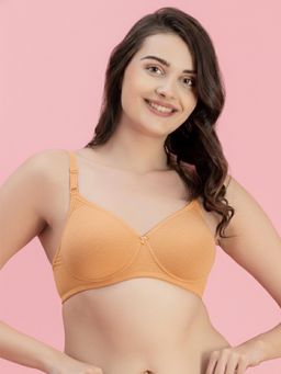 Groversons Paris Beauty - Womens Apricot Cream Full Coverage Wire-Free Moulded Cups Solid Bra