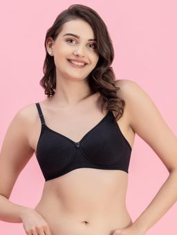 Groversons Paris Beauty - Womens Black Full Coverage Wire-Free Moulded Cups Solid Bra