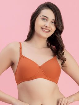 Groversons Paris Beauty - Womens Burnt Orange Full Coverage Wire-Free Moulded Cups Solid Bra