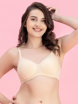 Groversons Paris Beauty - Womens Skin Full Coverage Wire-Free Moulded Cups Solid Bra