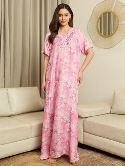 July Nightwear - Womens Cotton Pink Long Nighty