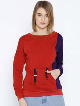 BELLE FILLE - Red Solid Sweatshirt