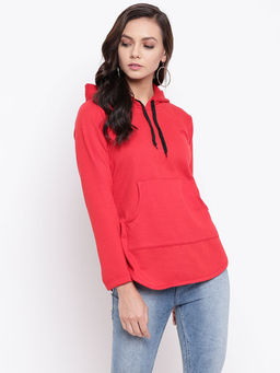 BELLE FILLE - Red Solid Sweatshirt