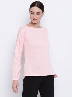 BELLE FILLE - Pink Solid Sweatshirt