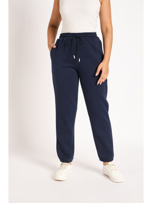 Women Navy Fleece Baggy Joggers