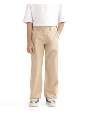 RARE ONES Kids Taper-B Beige Regular Fit Cotton Trouser - Image 1