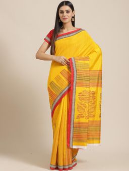 Sareemall - Yellow Art Silk Saree With Unstitched Blouse