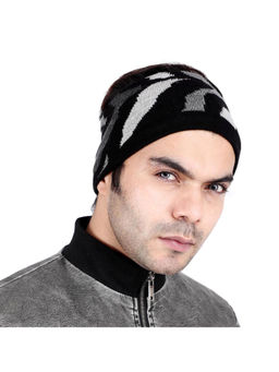 Bharatasya - Warm Woolen Headband Ear Warmer Grey Black for Men